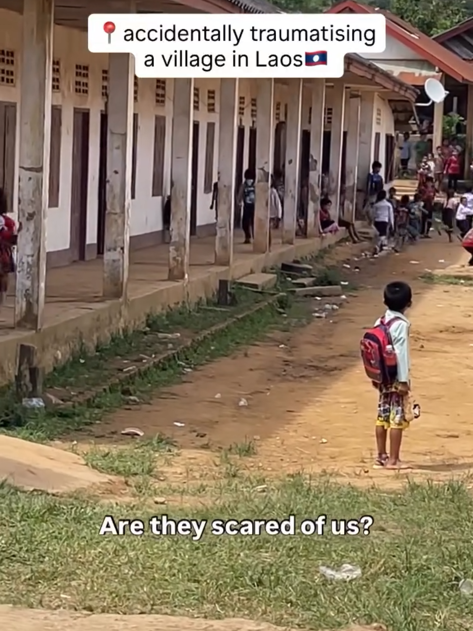 This white woman visited a school in a village in Laos. The kids were traumatised and scared to death, they started running away and hiding from her. What do you think was going on in their minds? #fyp  #mustwatch #kenyantiktok🇰🇪 