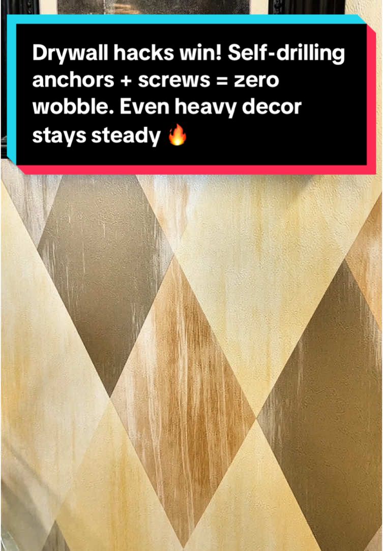 Drywall hacks win! Self-drilling anchors + screws = zero wobble. Even heavy decor stays steady 🔥#tiktok #tiktokshopping 
