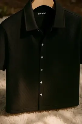 Kinwoo Crop Polo Casual Summer Shirt Loose Fit Men's Drop Shoulder Polo Shirt