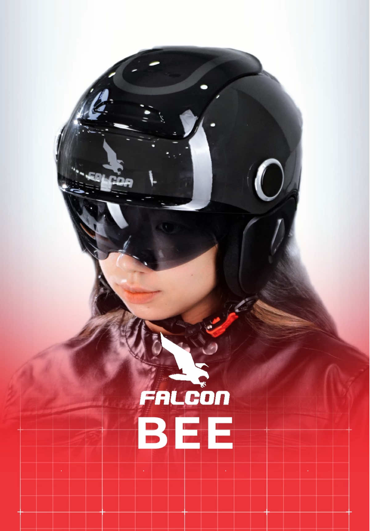 Falcon Bee đen bóng mix ốp tai - combo ngầu đét 😎  #FalconHelmets #falconbee #PhongCachMoiNgay  #nonbaohiem #nonxemay
