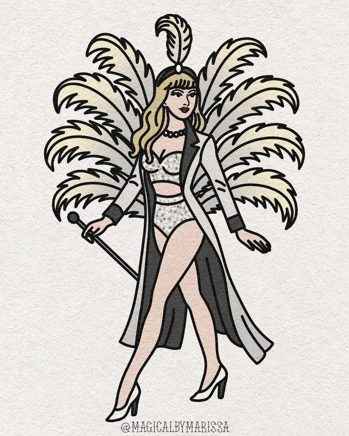 She can do it with a broken heart…. The TTPD Showgirl!! The grand finale is TOMORROW!!! Let me know what you’d like to see for the showgirl showgirl!  #ts12 #taylorswift #swiftie #thelifeofashowgirl #tloasg 