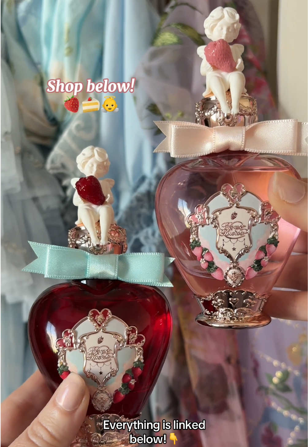 Flower Knows Strawberry Cupid Perfume Reviews 🍓🍰 Which one would you choose?  💖 STRAWBERRY MILKSHAKE ♥️ LYCHEE BOUQUET Use LIZZIEINLACE for an extra 5% off at @Flower Knows Makeup  #flowerknowsmakeup #flowerknows #strawberrycupid #viralmakeup #viraltiktok 