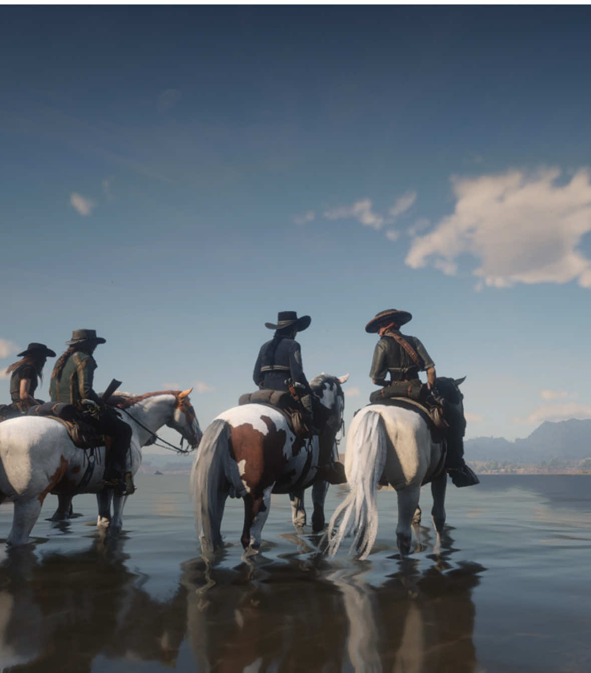 Avec quelques membres restants après la fin d’un événement sur @RedDeadRedemptionFR , on a fait un petit galop sur la plage ✨ Red Dead Redemption FR, serveur discord anti cheats anti glitchs, dédié à Red Dead Online.  Attention, ce n’est pas un serveur RP !