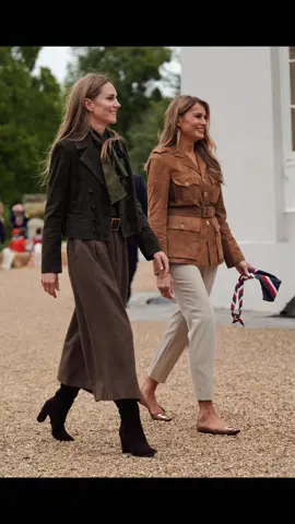 First Lady Melania Trump beautiful in brown🤎 with POTUS, Queen Camilla and Princess Catherine during UK visit. 👑🇬🇧 #flotus #melaniatrump #fashion #trump #republican 