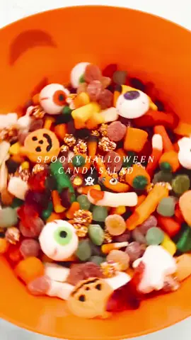 Spooky Halloween candy salad 🍬🎃👻✨ mixing gummy worms, candy corn, chocolates, sour bites, and all the creepy-cute sweets into one big festive bowl 🤍 it’s giving spooky, fun, and totally sugar-rush vibes 💫 honestly nothing screams Halloween more than a giant colorful candy salad that everyone will devour 😍 who else is obsessed with making fun themed treats for spooky season? 🙌 #HalloweenCandySalad #SpookySeasonTok #CandyTok2025 #HalloweenTreats #TikTokFoodies #FestiveCandyMix #ViralHalloweenTok #TrendingFood2025 #SweetObsessed #CandyLoversUnite #CozyAndSpooky #SpookyFoodTok #HalloweenPartyIdeas #TikTokMadeMeDoIt #FunAndFestive #TrickOrTreatTok #HalloweenFoodieVibes #SugarRushTok #FestiveEats2025 #SpookyCandyMagic 