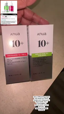 #creatorsearchinsights #[Anua Official Shop] Spot care serum duo TXA & Azelaic acid | Azleaicacid, Niacinamide, Non-Poreclogging, Discoloration, korean skincare, hyperpigmentation, soothing#tiktokshop #tiktokpartner #foryoupage❤️❤️ 
