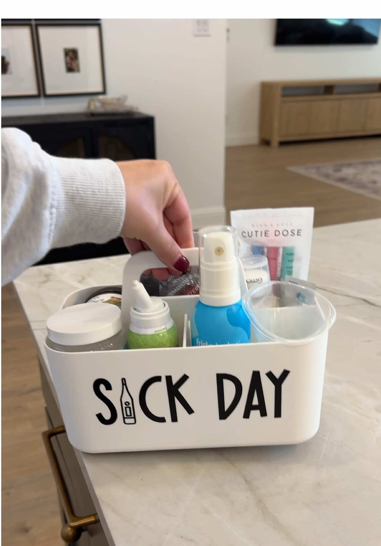 baby and toddler sick day essentials 🤧 I always do this a little early before things start being hard to find. I stock it with all of the kid friendly things like a good thermometer, fever reducers, things for relieving congestion, and some electrolytes. I like putting our most used sick day essentials in a caddy so it's ready to grab and go if/when we need it! follow along for more mom of three life 🫶 #toddlermoms #sickdayessentials #toddlermommy #sickday #sickdays    