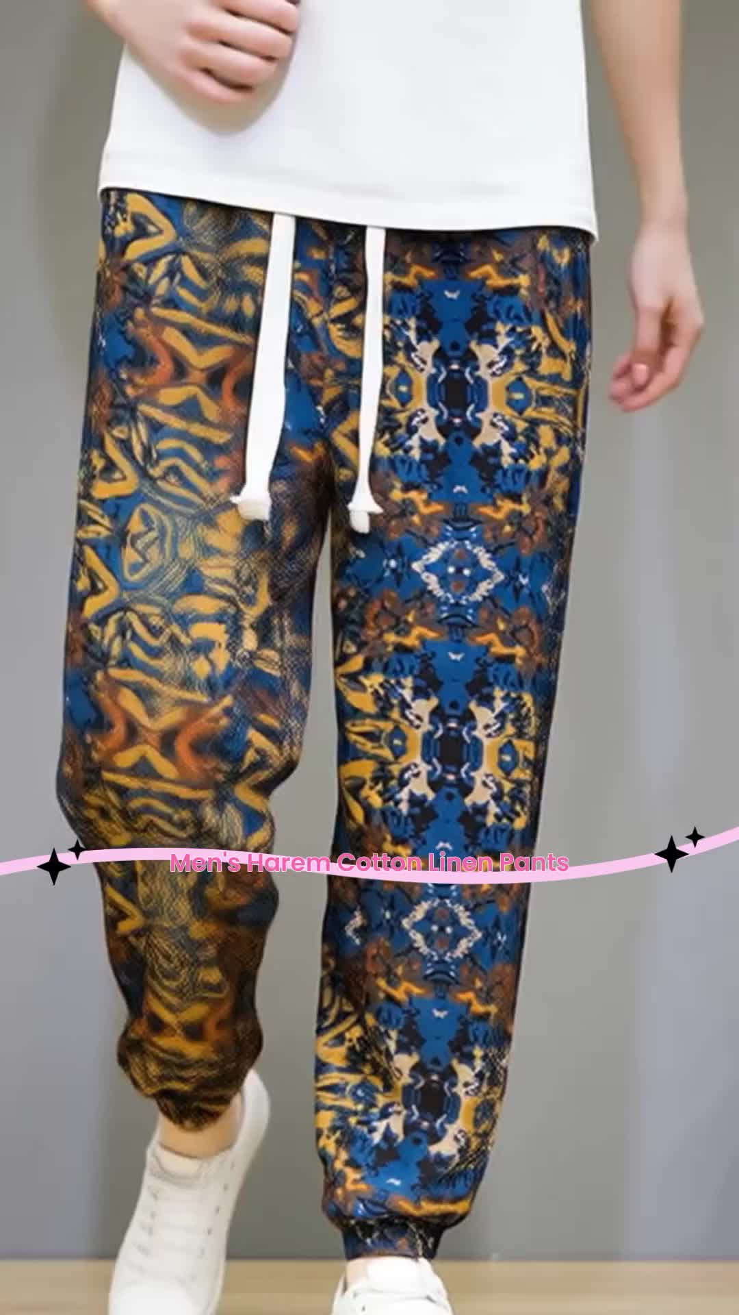 2025 Chinese Style Pants Men Spring Summer Thin Breathable Cotton Linen Pants Men Harem Pants Printed Casual Pants Loose Pants #trousers #menspants #menpants #casualpants #pantsoutfitideas #womenslinenpants #unisexstyle #menscargopants #linenpantsoutfit #mensdrawstringpants