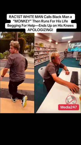 RAC1ST WHITE MAN Calls Black Man a “MONKEY” Then Runs For His Life Begging For Help—Ends Up on His Knees APOLOGIZING!#racist #blog #blogger #fyp #fytiktok #tiktokviravideo 