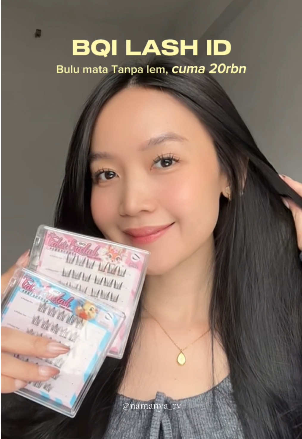 Natural vibes all day, mata jadi auto pretty 🤍 @BQI LASH ID #clusterlashes #gluefreeeyelashes #eyelashes 