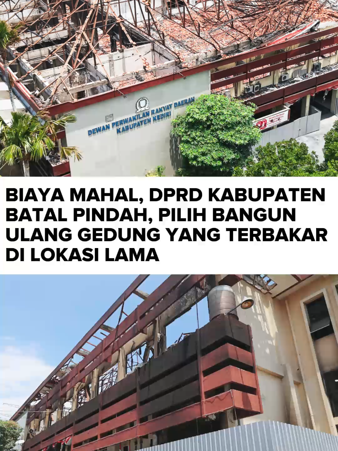 Rencana pembangunan gedung DPRD Kabupaten Kediri di lokasi baru yang sempat mengemuka, urung direalisasikan. Mereka memutuskan tetap membangun gedung di lokasi lama. Salah satu pertimbangannya karena pembangunan gedung di tempat baru membutuhkan biaya yang lebih besar. Ketua DPRD Kabupaten Kediri Murdi Hantoro mengatakan, pihaknya sudah menggelar rapat dengan pimpinan DPRD dan pimpinan fraksi. Hasilnya, semua fraksi sepakat gedung dewan tetap dibangun di lokasi lama. #viral #fyp #kediri24jam #radarkediri #jawapos #dprdkabupatenkediri
