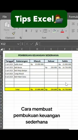 Cara membuat pembukuan keuangan sederhana #excel #laptop  #komputer 