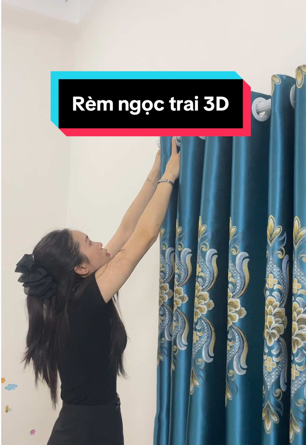 Rèm ngọc trai 3D sang trọng. Chất liệu vải gấm dày đẹp! ☘️ #shopremvai #remcuachongnang #remcuagiare #remgamngoctrai3D #remgam3D