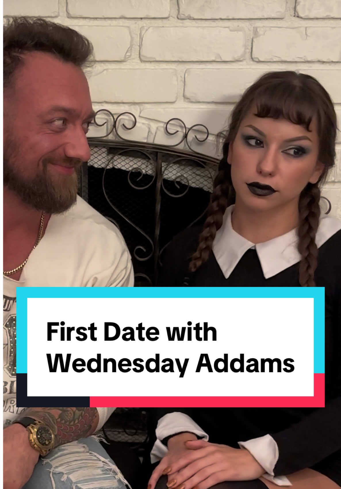 She doesn’t like the taste of my tears… so I think that’s a good sign 😀 @DAKOTA  #firstdate #dating #wednesdaynetflix #wednesdayaddams 