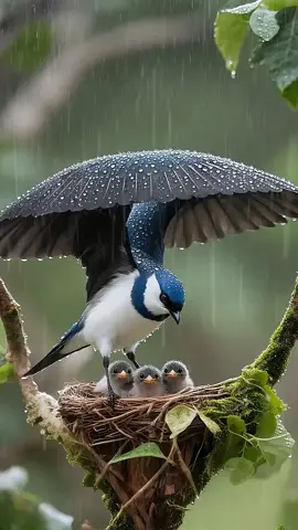 Mother bird sheltering their kids 🤩💕🤩