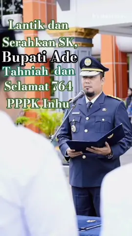 Lantik dan Serahkan SK, Bupati Ade: Tahniah dan Selamat 764 PPPK Inhu INHU-Sebanyak 764 Pegawai Pemerintah dengan Perjanjian Kerja (PPPK) formasi tahun 2024 di Kabupaten Indragiri Hulu resmi dilantik oleh Bupati Ade Agus Hartanto, Rabu (17/9/2025), di halaman Kantor Bupati Inhu. 764 PPPK ini terdiri dari tenaga guru, teknis dan pelaksana. Pelantikan hari itu juga turut dihadiri Wakil Bupati Hendrizal hingga sejumlah pimpinan unsur forkopimda. 