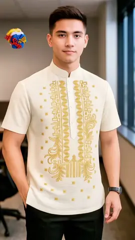 Fililpino Traditional Barong Tagalog Men's Short Sleeve Shirt Hot Sublimation with Golden Dragon-Inspired Embroidery Ethnic Pattern #polo #men #menswear #OOTD #fashiontrends 