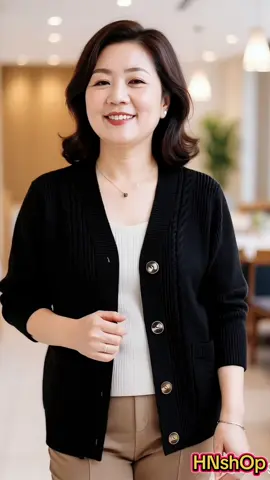 Áo khoác len Cadigan trung niên cao cấp – Quà tặng ấm áp cho mẹ yêu#thoitrangtrungnien #thoitrangbigsize #macdepmoingay #quatangme #aolennu 