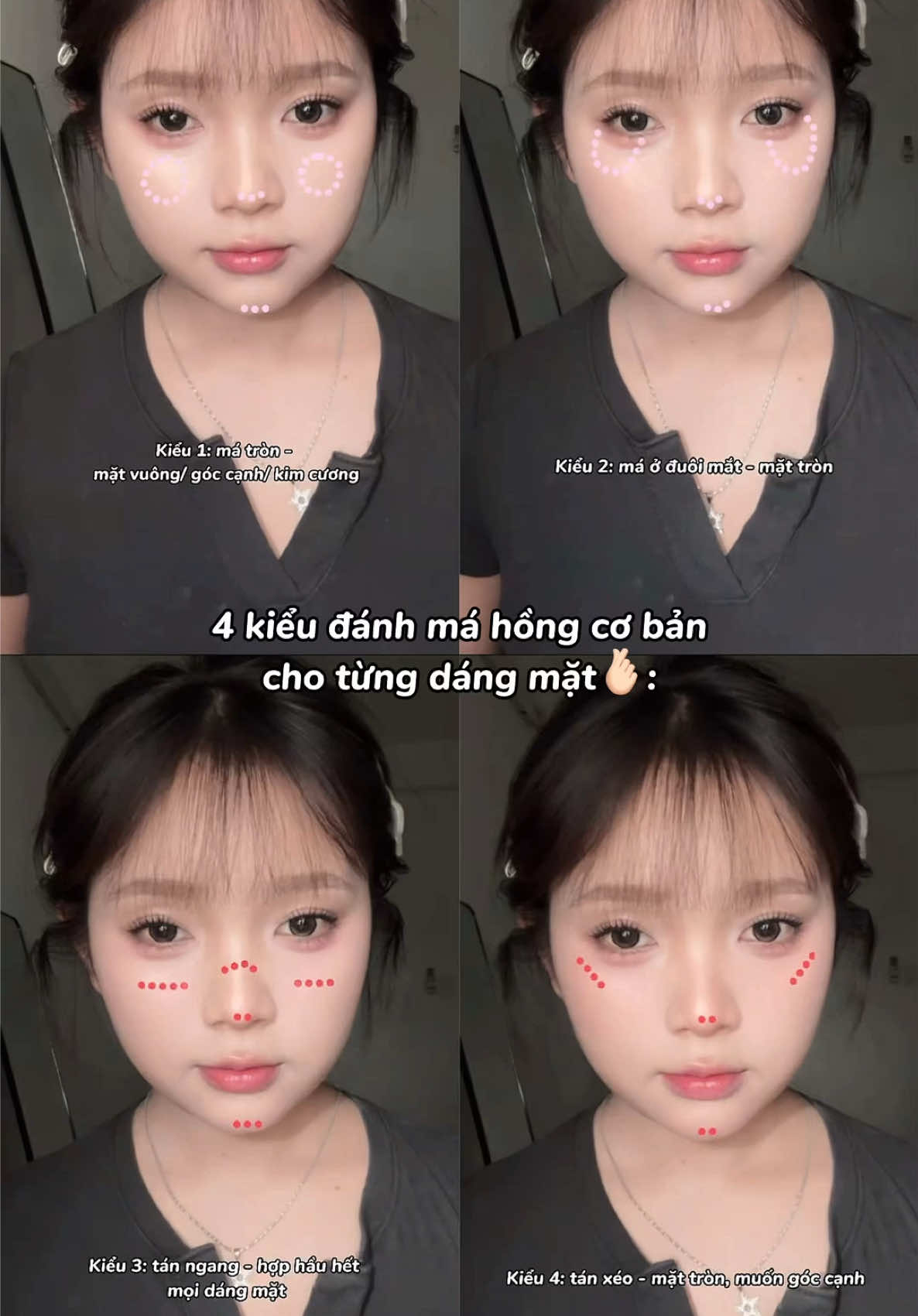 4 kiểu má hồng đơn giản nò #goclamdep #makeup #ofelia  