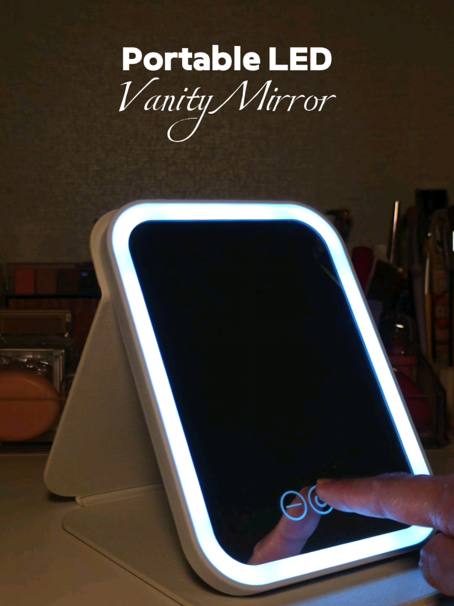 Got this cute portable LED vanity mirror from @temu  😍 Price: ￦9,171 (use my code: ali434493 on checkout for a discount) https://share.temu.com/itvori2b8QA or CLICK the link on my bio ♡ #temufinds #vanitymirror #makeupmirror #beauty #temu