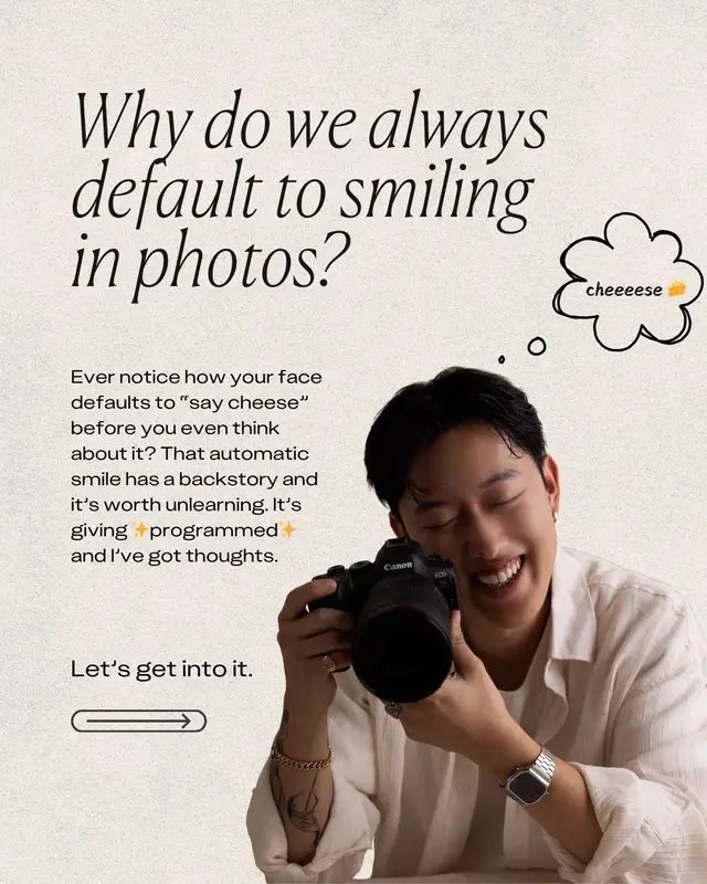 Have you ever wondered why we’re taught to always do the default smiling in photos? 🤔 For over a century, we’ve been taught that smiling = likable. But your presence doesn’t live in a grin, it lives in how fully you let yourself show up. Try this: take one selfie today with no default smile. Go serious, playful, villain-core, model-mode.. whatever feels new. Notice how it shifts your energy when you step outside the “say cheese” reflex. Click the link in my bio for my weekly newsletter and be apart of my duckling clerb 😎