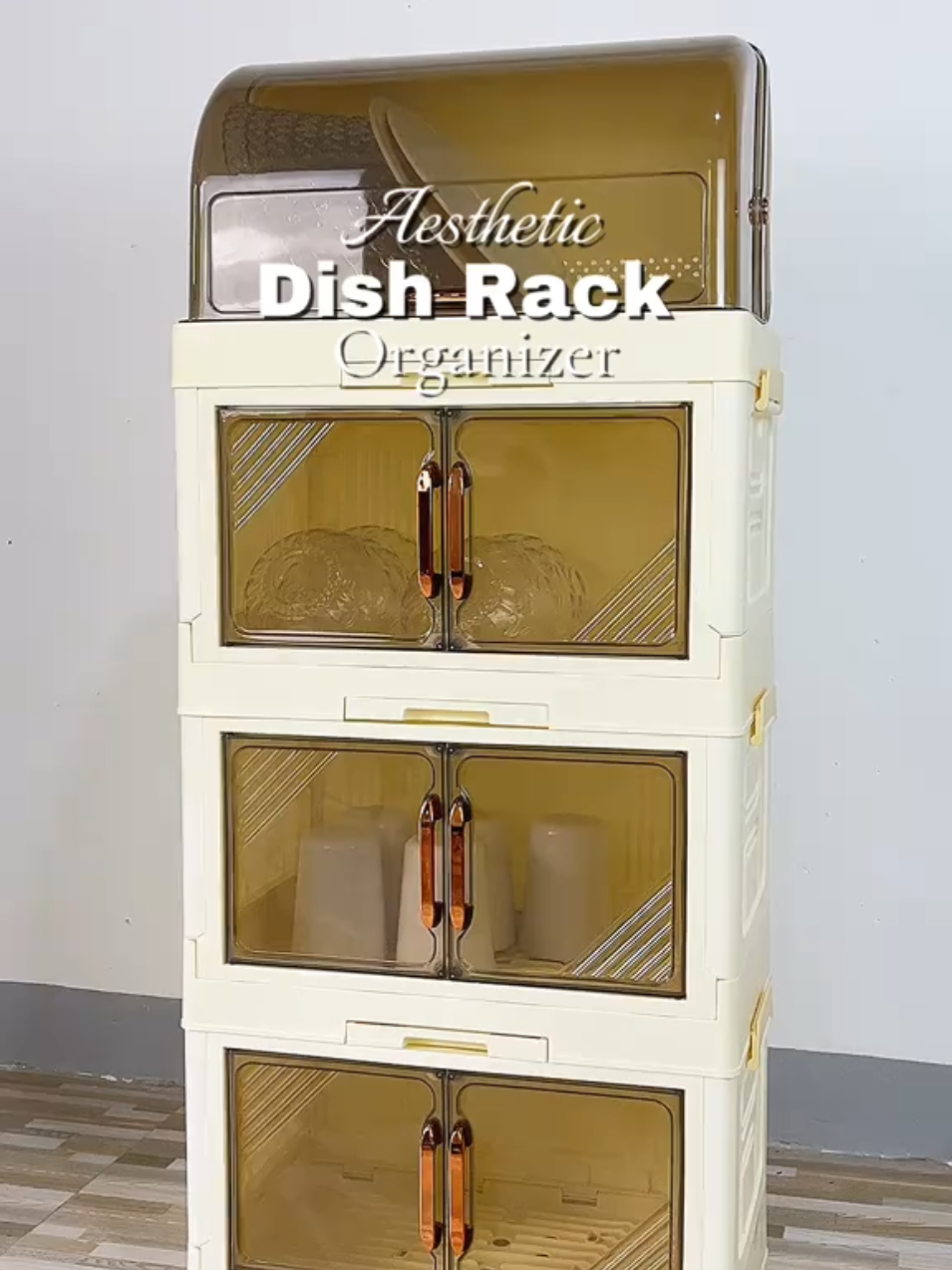 Aesthetic Dish Rack Cabinet Organizer #dishcabinet  #dishrackcabinet #aesthetickitchen #goreestyle #goodgreenlife 