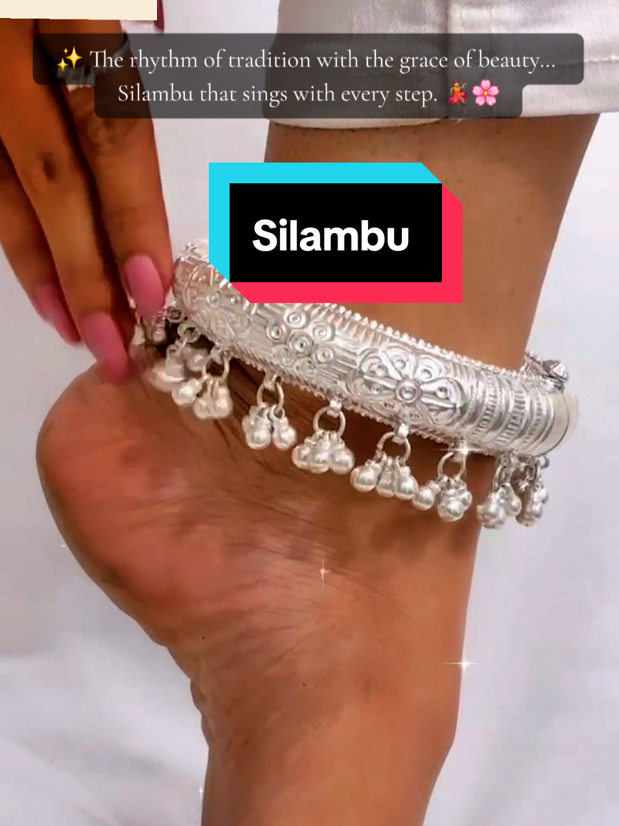 Pure Velli Silver Silambu.🔥 Every step is poetry… every sound of the Silambu is desire wrapped in tradition. 💃🏽✨ ✨ The rhythm of tradition with the grace of beauty… Silambu that sings with every step. 💃🏽🌸 #silambu #payal #fyppppppppppppppppppppppp #anklet  #traditional @Oorkaaran Enterprise 