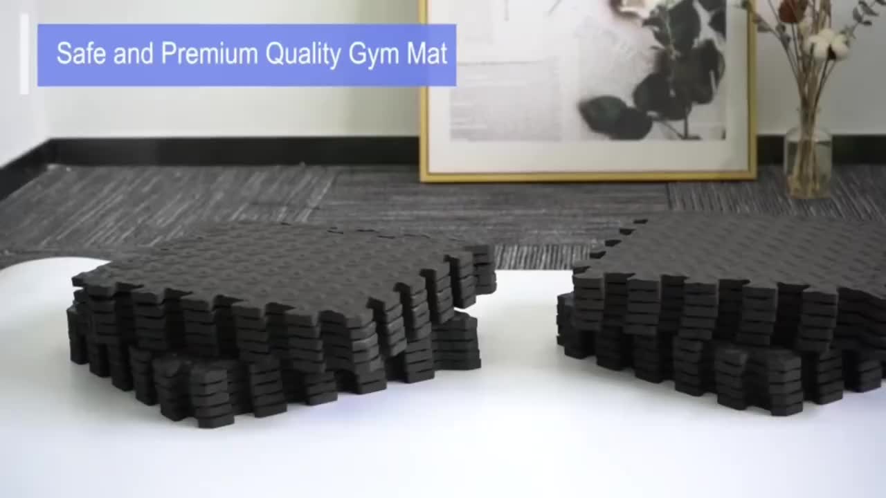 1 Inch Thick 48 Sq Ft Rubber Top High Density EVA Foam Exercise Gym Mats 12pcs - Interlocking Puzzle Floor Tiles For Home Gym Heavy Workout Equipment Flooring #homefitness #floormats #vinylflooring #fitnessequipment #babyplaymat #sportsflooring #workoutessentials #gymattire #kitchenmats #laminateflooring