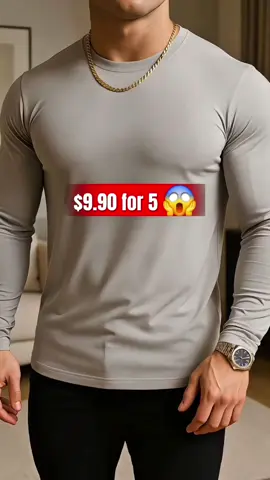 Men's 5-Piece Set, Quick-Dry Breathable Sport Tees, Ideal for Gym Workouts & Casual Wear. #longsleeveshirt #tshirts #sportswear #longsleevetees #foryoupage  ** Video for visual only. Product details in showcase.