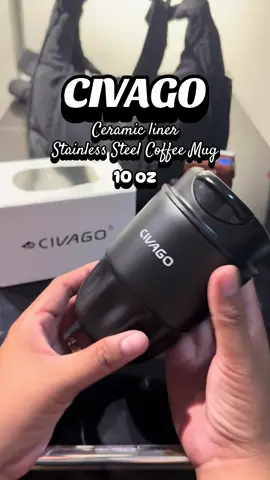 CIVAGO (10oz) Ceramic liner Stainless Steel Coffee Mug With Lid Vacuum Flask Convenient travel cup #civagotumbler 