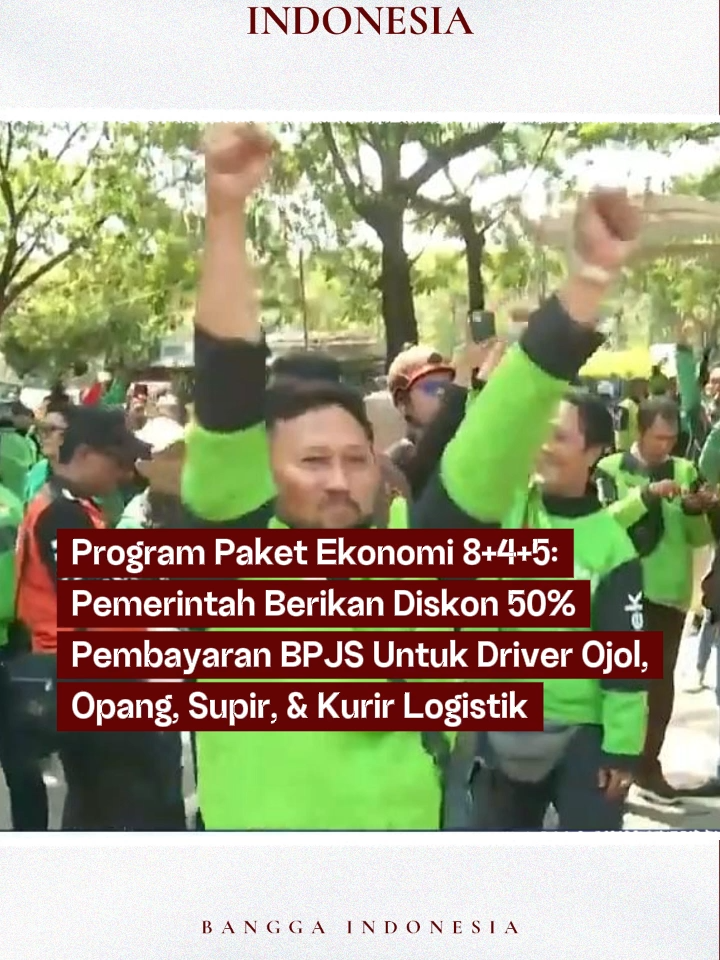 Pemerintah #PresidenPrabowo berikan  diskon 50% pembayaran #BPJS untuk driver ojol, opang, supir dan kurir logistik. ❤️💯 #PresidenIndonesia #Prabowo