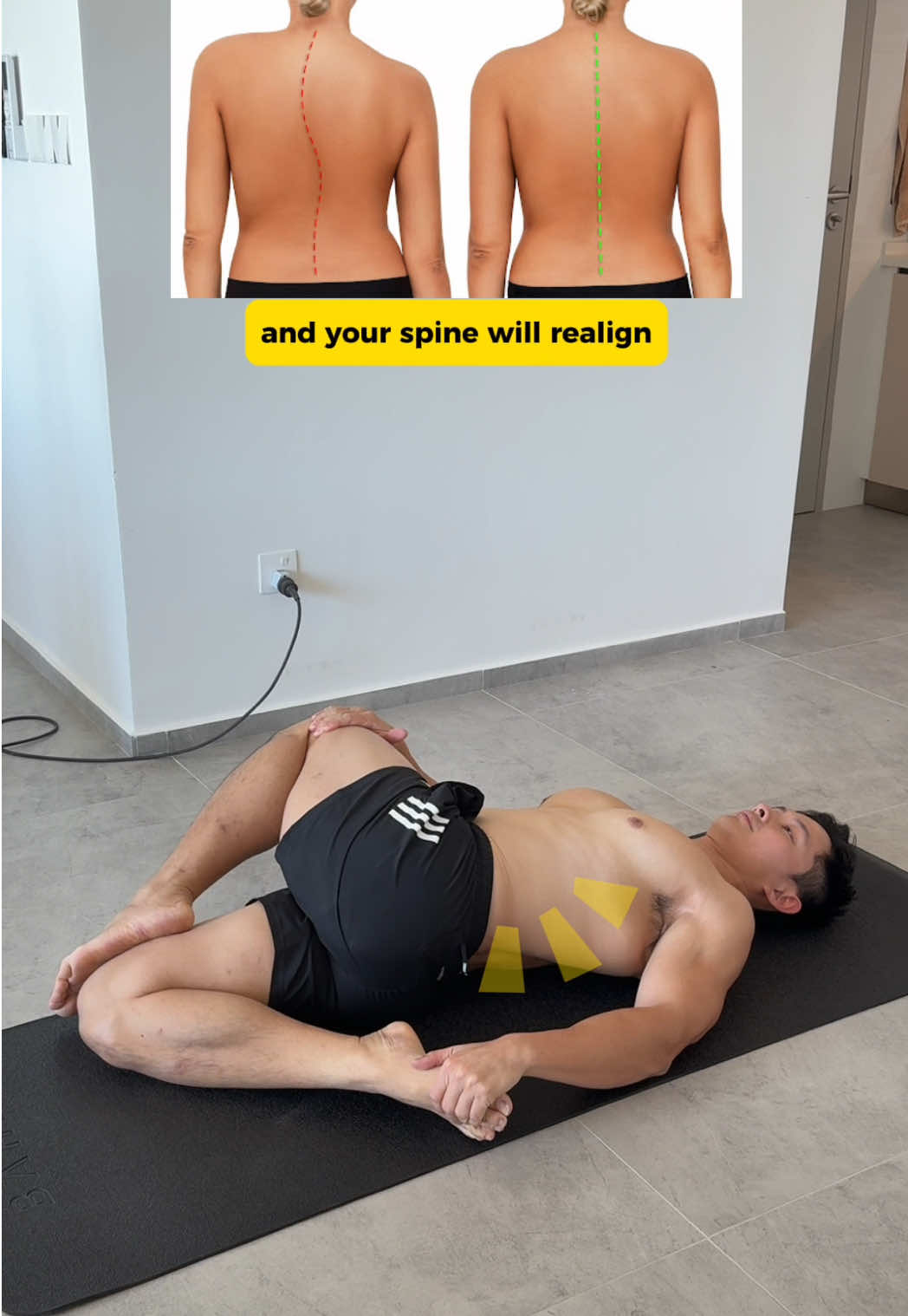 Stretches for lower back pain and spine tension relief✨😌 #fyp #health #wellness #exercise #stretching 