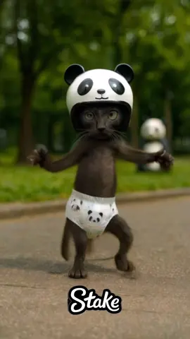 Panda Helmet Cat Dancing #パンダ #猫ダンス #ペットダンス #catdance #panda 