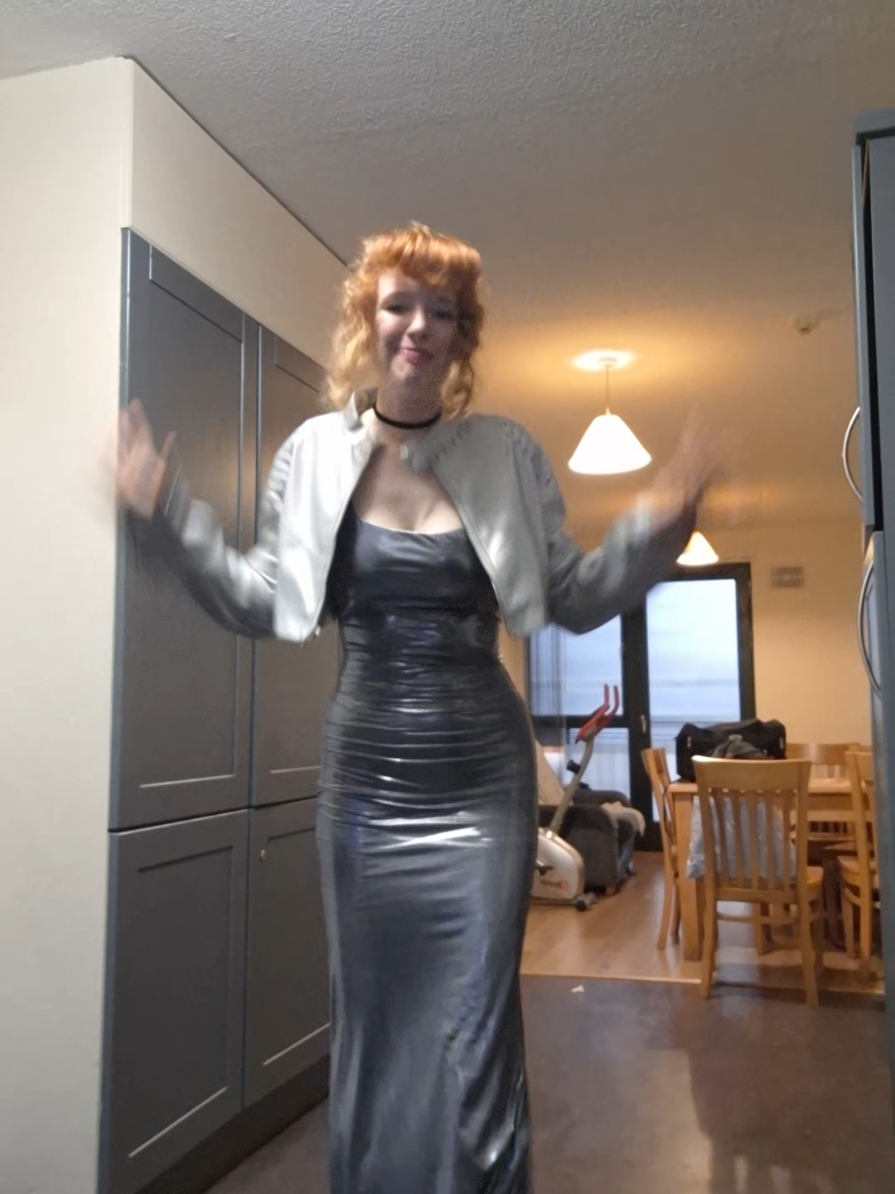 Filmed this before heading out. Happy Birthday Vee! #outfit #goingoutoutfit #sliver 