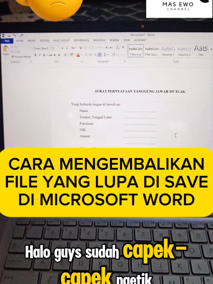 CARA MENGEMBALIKAN FILE YANG LUPA DI SAVE DI MICROSOFT WORD‼️ #fyp #file #save #lupa #microsoftword 
