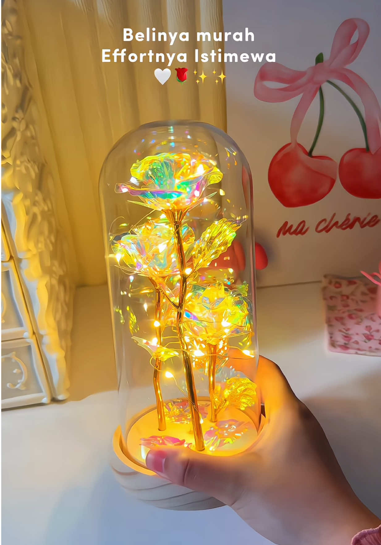 Referensi Hadiah untuk orang tersayang ✨✨✨💛 Lampu mawar aeshtetic 3 cabang, ada beberapa variasi pilihan warna semuanya cantik-cantik 🥰 #lampuaesthetic #lampumawar #lampuhias #lampuled #lampucantik 