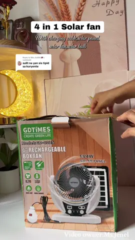 Makakatipid ka na talaga sa kuryente at maGanda pang camping at Kong laging brown out sa lugar niyo. #solarfan #solarfanwithbulb #smallfan #electricfan #minifan 