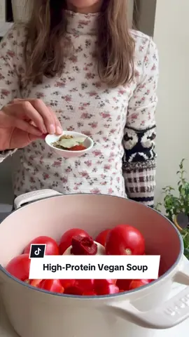 INCREDIBLE SOUP! Recipe in my bio. Or Google Cookingforpeanuts high-protein vegan soup! My daughter stole the leftovers and packed them for lunch today!  30g protein & fiber! You will love this high-protein vegan soup. No chopping. Clean up is a breeze! Love, Nisha #soup #soupseason