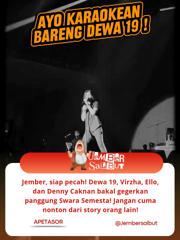 Jangan cuma dengar dari playlist, rasakan langsung magisnya Dewa 19 di Jember! Jangat Lewat kan tanggal 28 September 2025 nanti! #jembertiktok #infojember #wargajember #dewa19  #jemberasik 