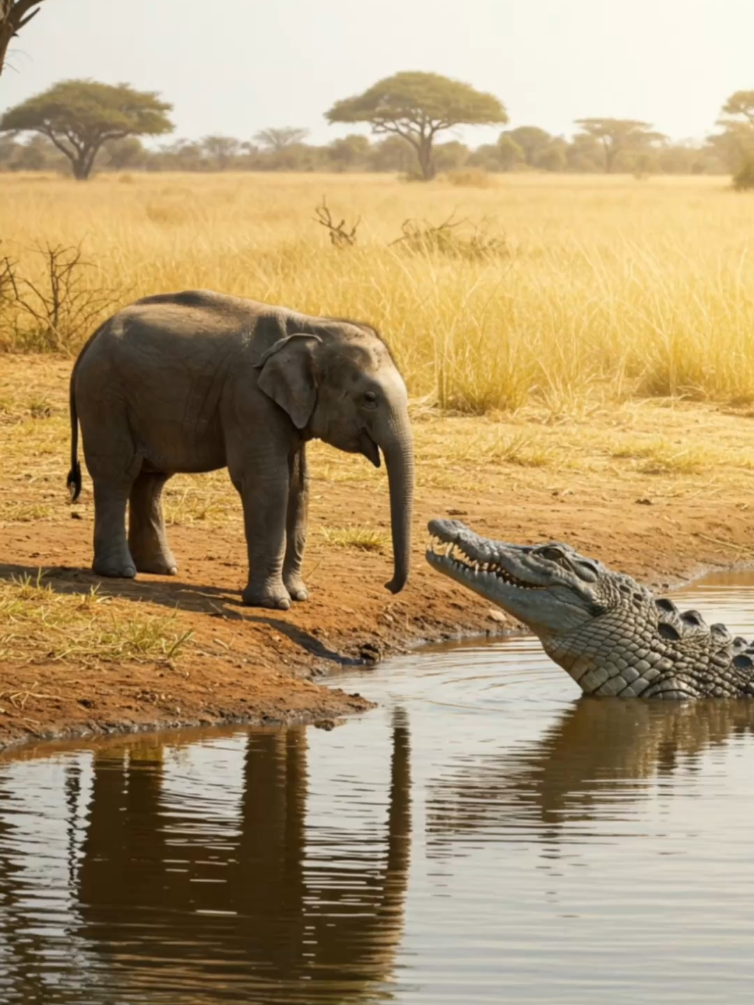 A mother elephant saves her calf from a crocodile attack!#animals #wildlife