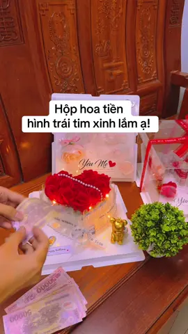 Hộp hoa tiền Hình trái tim xinh lắm nha....#hoatien #hophoatien 