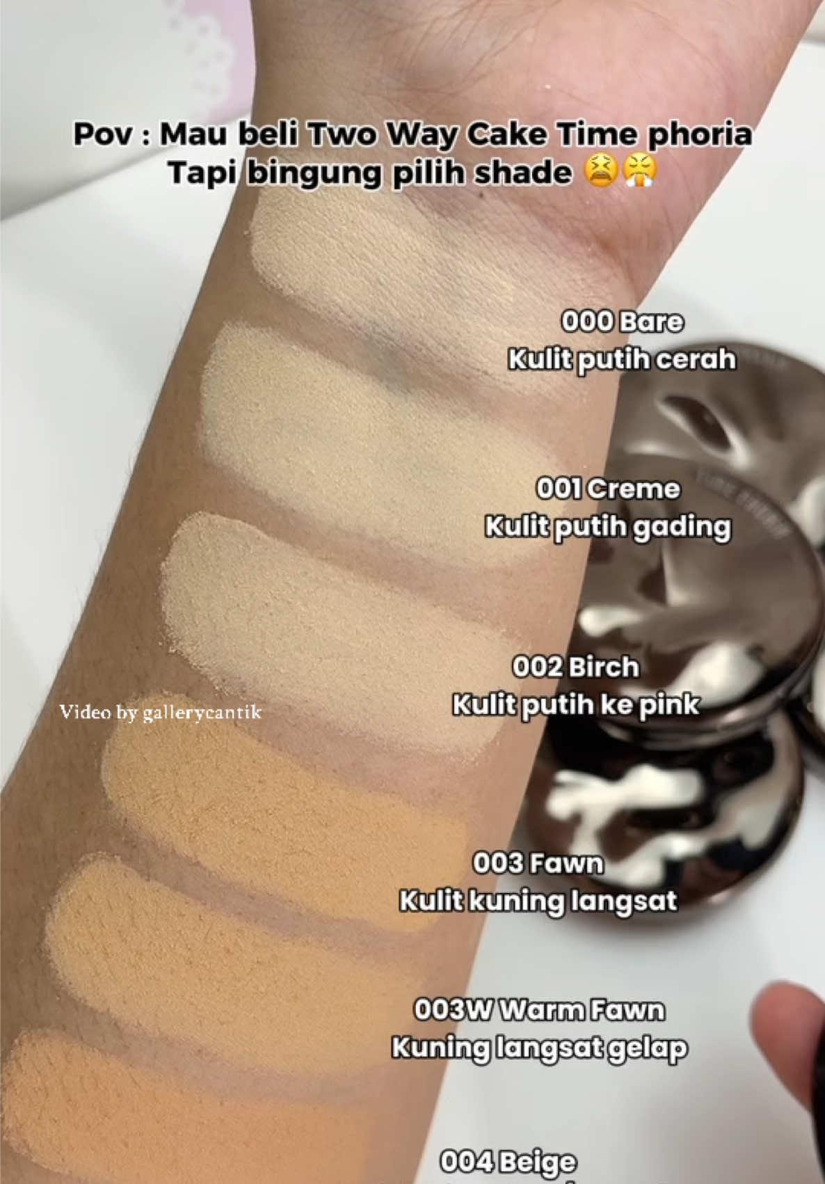New launching time phoria two way cake !!💗 pilih shade sesuai skintone kalian yaaww 💕💕🥰 #timephoriatwowaycake #powderfoundation 