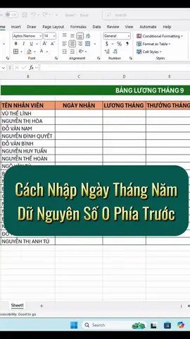 Cách nhập ngày tháng năm dữ nguyên số 0 phía trước #Phimtathayexcel #phimtattinhoc #phimtatexcel #meotinhoc #cachnhapngaythangnam 