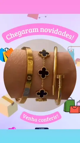 kit 3 braceletes aço inoxidável Tiktok shop