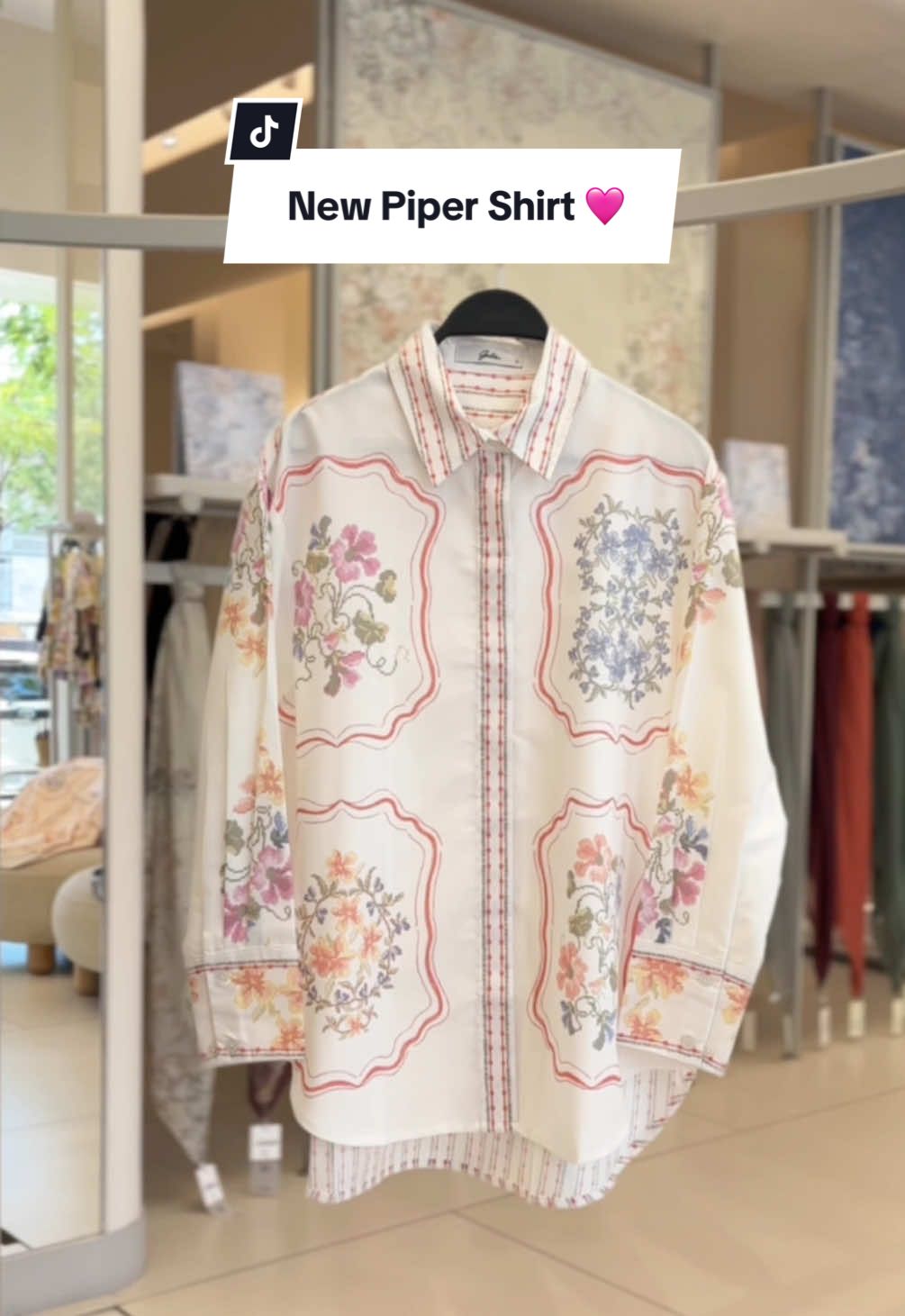 New printed alert ‼️ Piper Shirt Cross Stitch patternya fresh & cantik banget 💖 Siapa mauuu? #geulisid #kemejawanita #kemejabunga #atasanwanita #kemejaoversize 
