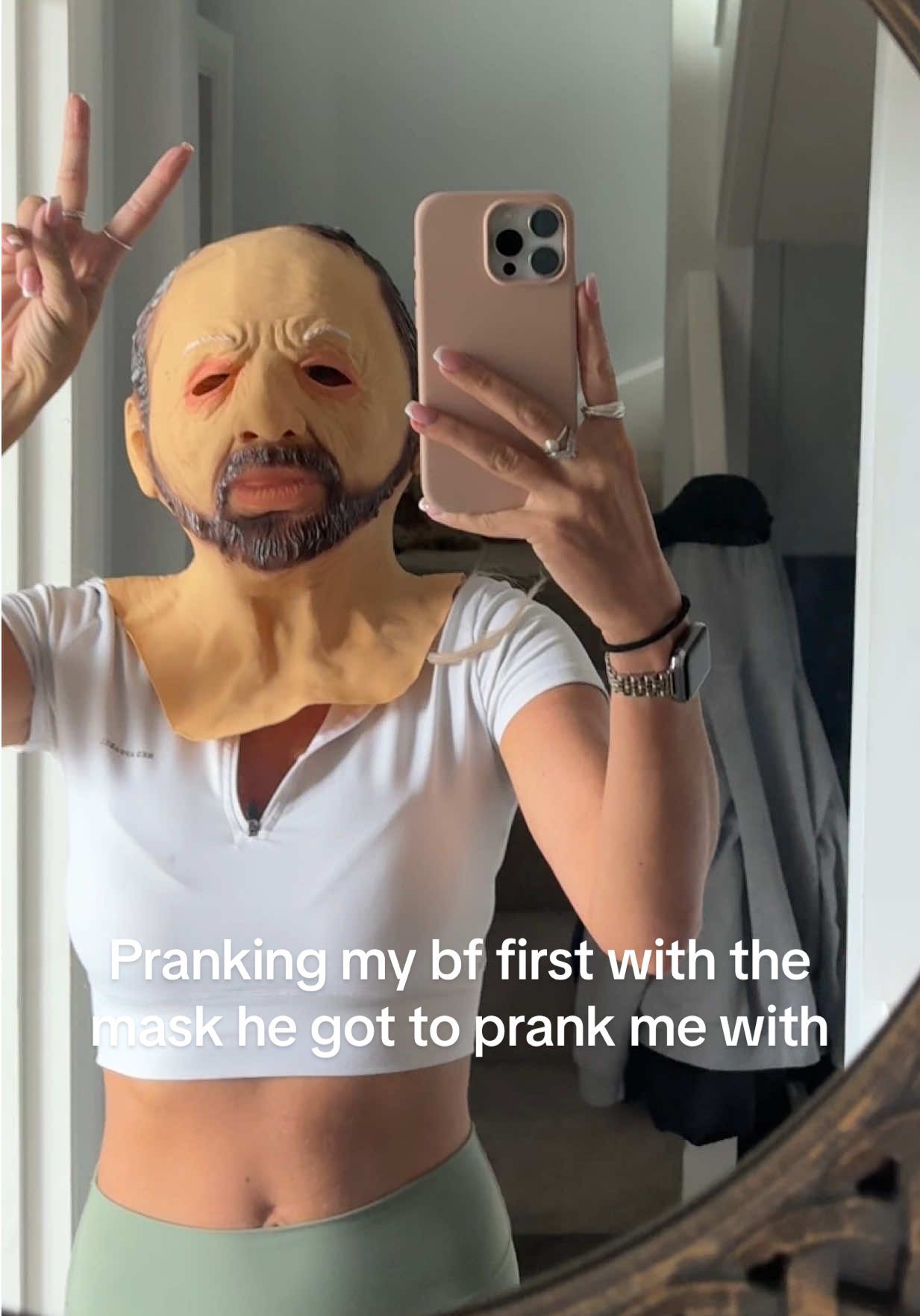 Pranking my boyfriend with the mask he got to prank me with, before he got to prank me … @Ty Gill  #couplestiktok #prankvideo #viral #fyp 