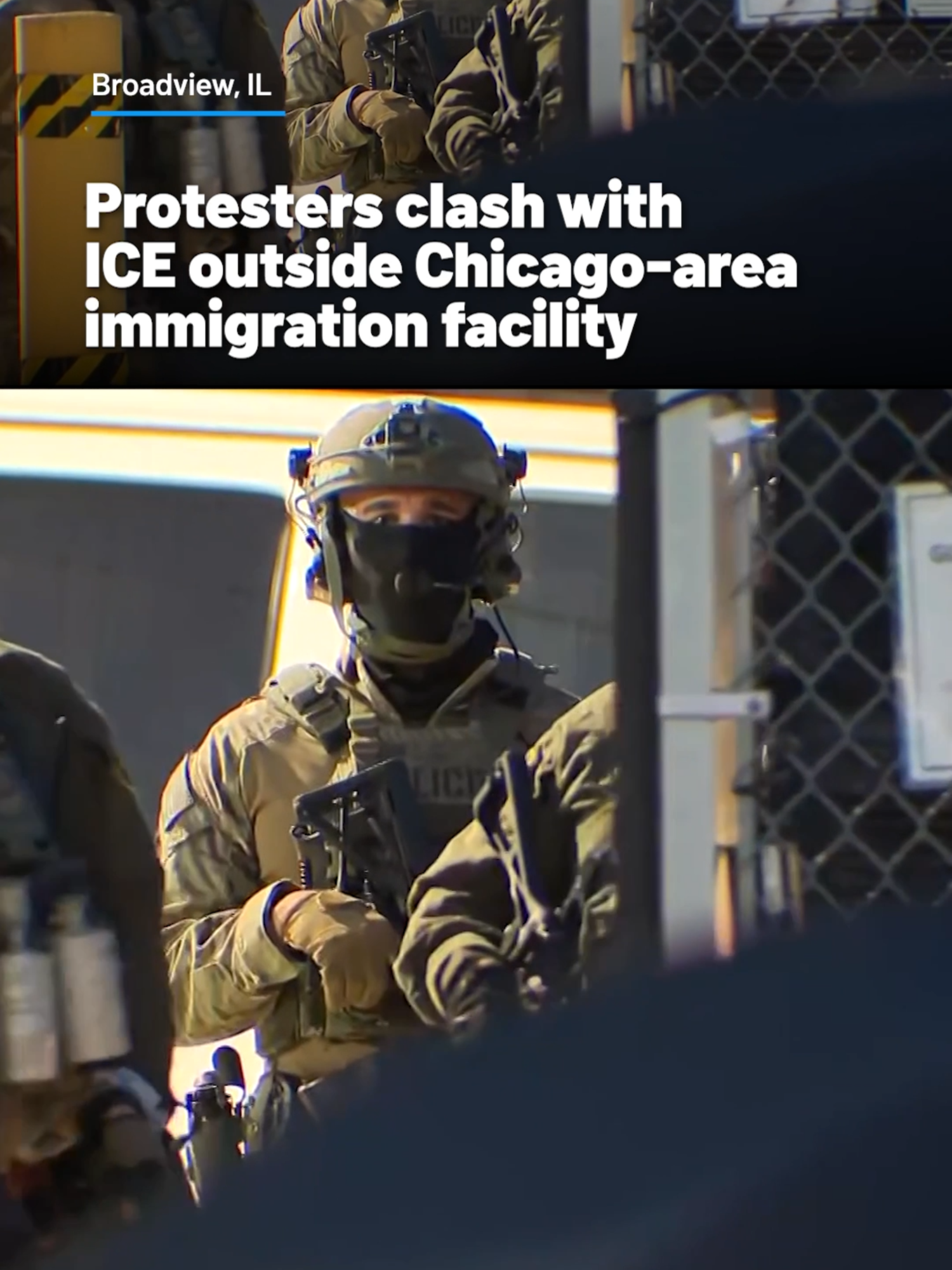 A dramatic scene unfolded early this morning outside the federal immigration facility in suburban Broadview being used for processing as part of the Trump administration's 
