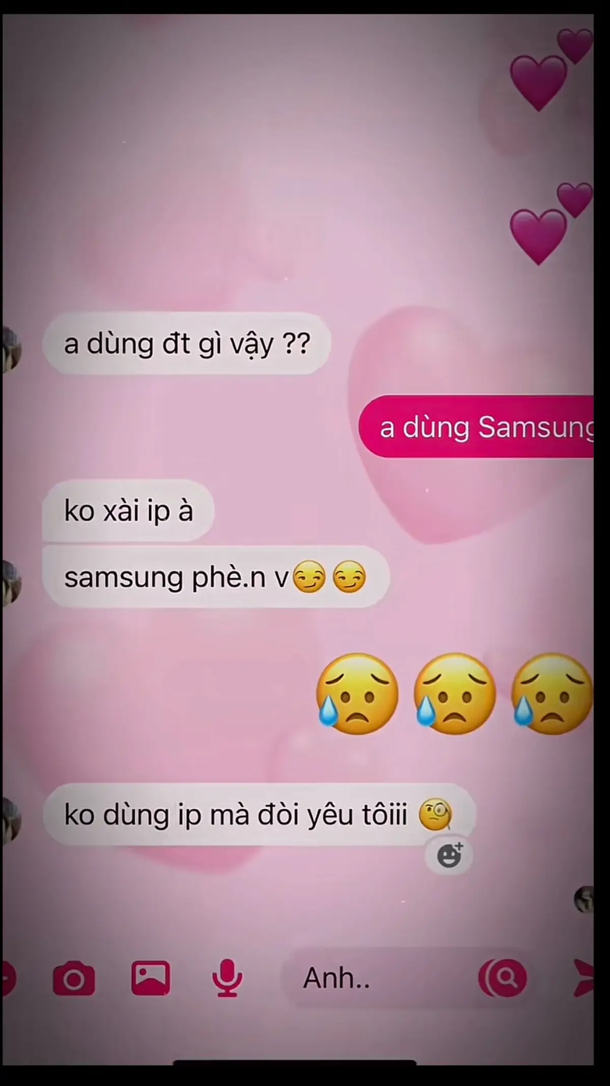 Vừa dùng samsung , 🥲 vừa dùng iphone mà cô nương .! 🥶 , ảo thật cứ dùng samsung là phèn 😅#himlambacninh💥 #yeuthuong #fyp #ngochancongchua #xuhuong 