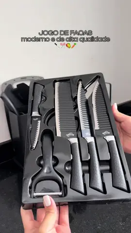 🛍️ Conjunto De Facas /Coloridas Gourmet Pretas 6 Peças. 🔥De R$23,90. LINK NO COMENTÁRIOS 🤩👇🏼  #achadosshopee #achado #fpyyyyyyyyy #virall #kitfacas 