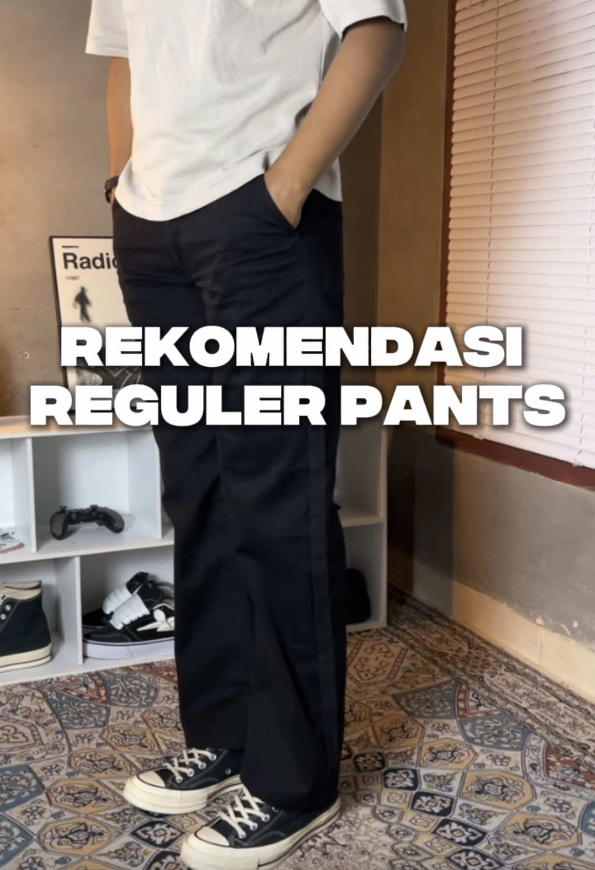 Pake reguler fit okeee juga🤙🏻 #chinopants #celanachinos #loosepants #celanapanjang #celanareguler 